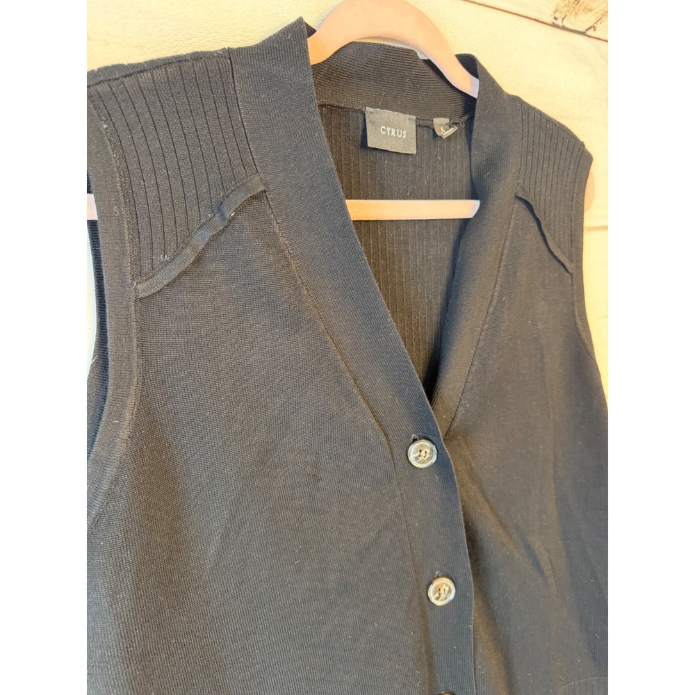 Cyrus Womens Black Sleeveless Button Front Cardigan Sweater Vest C852412TJ L - Picture 2 of 6